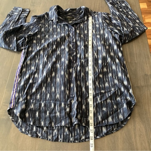 J. Crew Blue Patterned Stripe Long Sleeve Collared Button Tunic 8 - Picture 11 of 12